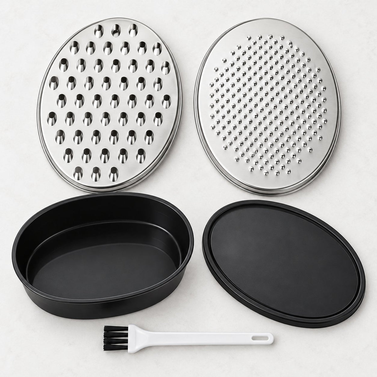 Rallador con recipiente y 2 placas — 1 kit — D1