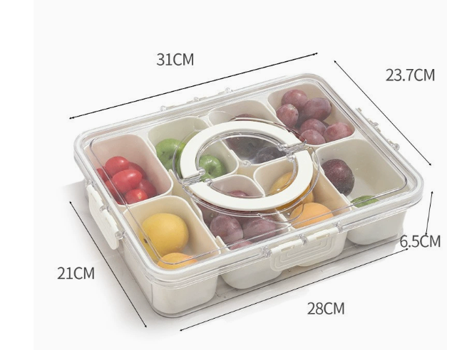 Caja organizadora con tapa — ocho compartimentos