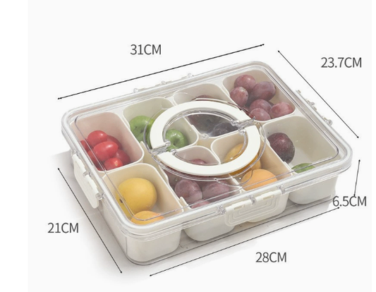 Caja organizadora con tapa — ocho compartimentos