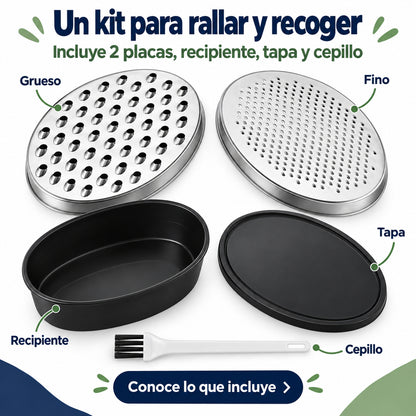 Rallador con recipiente y 2 placas — 1 kit — P2