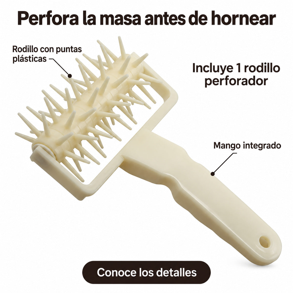 Rodillo perforador manual para masa — 1 unidad — P2