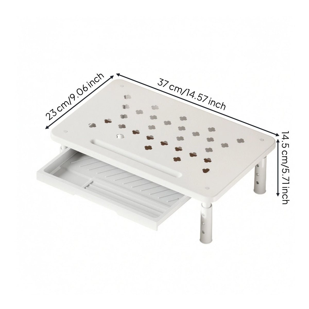Soporte blanco para monitor con cajón — 1 unidad — D1