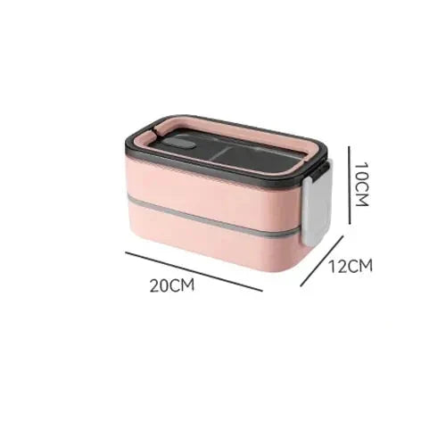 Lonchera de acero inoxidable de dos niveles — Rosa