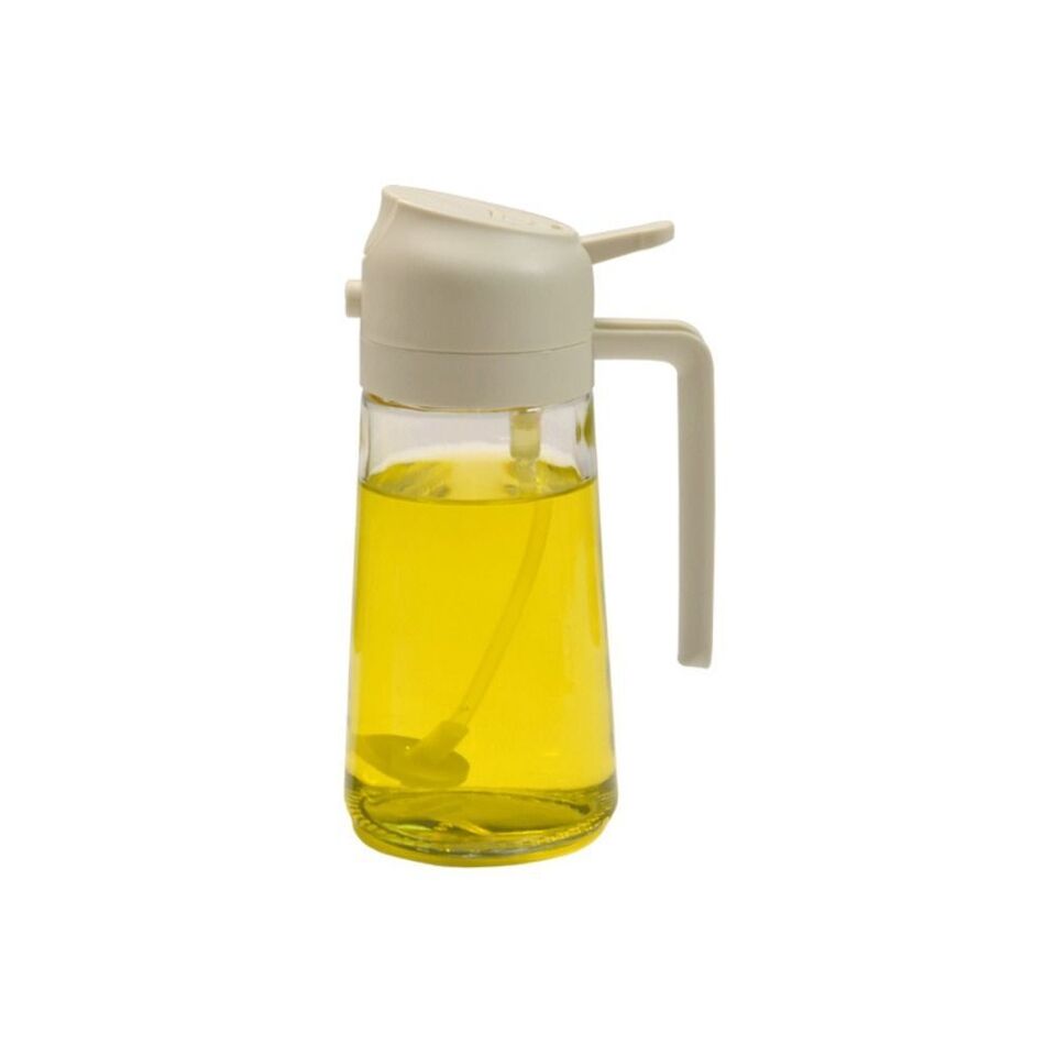 Botella para aceite con rociador y vertedor — Blanco